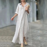 Namcoverse Fashion Casual Loose Stand Collar Slim Simple Cardigan Home Maxi Dress