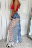 namcoverse Lace Patchwork Rocking Wide Leg Jeans