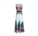 Namcoverse Fashion V Neck Sleeveless Print Sexy Party Maxi Dress