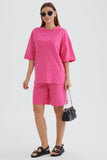 namcoverse Solid Color Half Sleeve T-shirt Cotton Two-piece Shorts Set