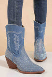 namcoverse Rhinestone Mid-Calf Pointed Toe Western Cowboy Boots