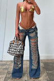 namcoverse Blue Ripped Burrs On-trend Jeans