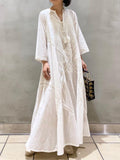 Namcoverse Women Fashion Party Summer Loose Embroidered Lace V Neck Elegant Holiday Maxi Dress