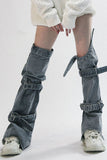 namcoverse Solid Color Cool Belted Design Denim Socks
