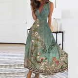 Namcoverse Fashion Elegant High Waist Party Print Temperament Swing A-Line Maxi Dress