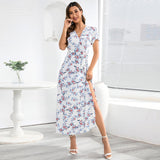 Namcoverse Summer Women's Floral Lace Casual Loose Short Sleeve Maxi Dress