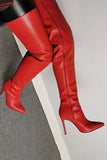 namcoverse Solid Color Romantic Zipper Stiletto Boots