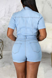 namcoverse Denim Sporty Single Breasted Romper