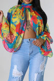 namcoverse Tie Dye Unusual High Split Blouse