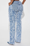 namcoverse Solid Color Hyperbolic Ripped Tassel Straight Jeans