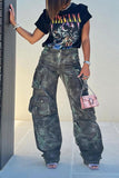 namcoverse Tie Dye Punk Multi Pocket Jeans