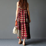 Namcoverse Cotton Linen Bohemian Sleeveless Loose Casual Midi Dress