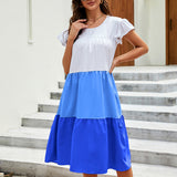 Namcoverse New Loose A-Line Casual Butterfly Sleeves Elegant Solid Color Midi Dress