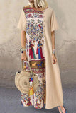 Namcoverse Fashion Bohemian Vintage Patchwork Linen Cotton Beach Party Maxi Dress