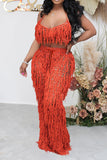 namcoverse Solid Color Retro Tassel Pant Suit