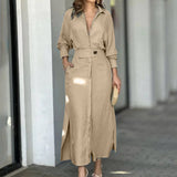 Namcoverse Women Fashion Elegant Temperament Solid Color Elegant Long Sleeve Maxi Dress