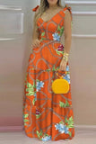 Namcoverse Sexy Fashion Sleeveless Printed V-neck Maxi Dress