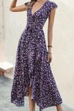 Namcoverse Women Fashion Elegant Bohemian V Neck Slim Fit Swing Print Maxi Dress