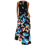 Namcoverse Fashion Star Print Elegant Sleeveless Print V Neck Party Maxi Dress