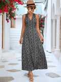 Namcoverse Women Elegant Party Sleeveless Flower Floral Print Maxi Dress