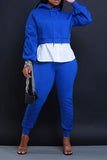 namcoverse Hit Color Patchwork Casual Hooded Pant Suit