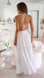 Namcoverse Sexy Backless Diagonal Neck Strap High Waist Sleeveless Maxi Dress