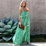 Namcoverse Fashion Print Ruffle Backless Slit Summer Beach Casual Maxi Dress