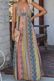 Namcoverse Trendy Elegant Boho Party Beach Vacation V Neck Printed Floral Maxi Dress