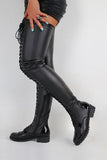 namcoverse Solid Color Unique Strappy Thigh-Length Boots