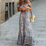 Namcoverse Summer Print A-Line Strapless High Waist Party Elegant Backless Holiday Beach Maxi Dress