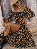 Namcoverse Fashionable Bohemian Sexy Elegant Floral Party Backless Slit Maxi Dress