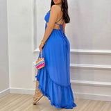 Namcoverse Bohemian Summer Beach Vacation Sexy Deep V Swing Fishtail Maxi Dress