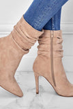 namcoverse Suede Pointed Toe Stiletto Mid-Calf Boots