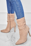 namcoverse Suede Pointed Toe Stiletto Mid-Calf Boots