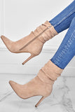 namcoverse Suede Pointed Toe Stiletto Mid-Calf Boots