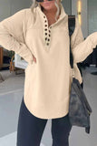 namcoverse Solid Button Up Long Sleeve Sweatshirt