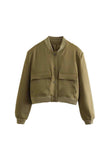 namcoverse Solid Color Pocket Stand Collar Jacket