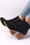 namcoverse Frosted Round Toe Chunky Heel Ankle Boots