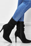 namcoverse Suede Pointed Toe Stiletto Mid-Calf Boots