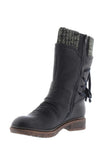 namcoverse Mid-Calf Knitted Patchwork Lace Up Boots