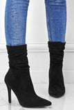 namcoverse Suede Pointed Toe Stiletto Mid-Calf Boots