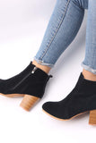 namcoverse Frosted Round Toe Chunky Heel Ankle Boots