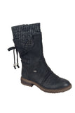 namcoverse Mid-Calf Knitted Patchwork Lace Up Boots