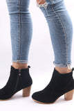 namcoverse Frosted Round Toe Chunky Heel Ankle Boots