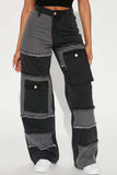 namcoverse Contrast Patchwork High Waisted Jeans