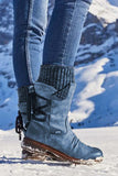 namcoverse Mid-Calf Knitted Patchwork Lace Up Boots