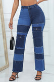 namcoverse Contrast Patchwork High Waisted Jeans