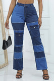 namcoverse Contrast Patchwork High Waisted Jeans