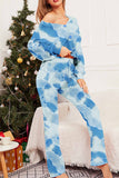 namcoverse Tie-Dye Long Sleeve Button Up  Long Pant Loungewear Set