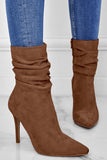 namcoverse Suede Pointed Toe Stiletto Mid-Calf Boots